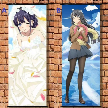 

Anime Poster Seishun Buta Yarou Wa Bunny Girl Sakurajima Mai Wall Scroll Painting Art Prints Home Room Decoration Long 105*40