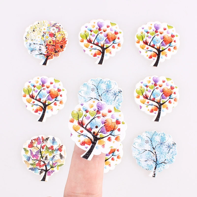 

Mixed Trees 2Hole Wooden Buttons DIY Decor For Child Clothing Sewing Buttons Crafts Scrapbooking Accessories Decorativo 100pcs E