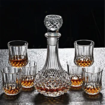 

XMT-HOME Empty sealed glass bottle self-made distilled brewed wine whiskey vodka decanter bottles cups set