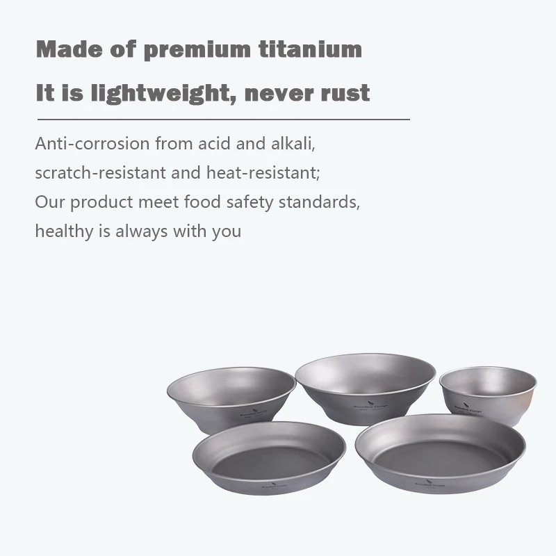 Description Picture 5 of itemBoundless Voyage Titanium Plates Bowls Dinner Set Outdoor Camping Travel Dishes Lightweight Metal Tableware Kitchen Dinnerware