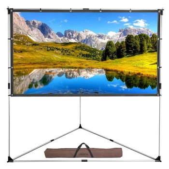 

New 100 Inch Outdoor Indoor Projector Screen 16:9 With Triangle Stand Base Portable Projector Screen With Carry Bag