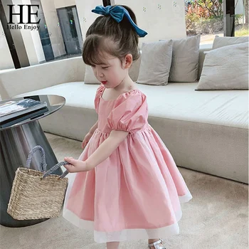 

HE Hello Enjoy Baby Girls Dresses Summer New Pink Mesh Tutu Elegant Sweet Princess Dresses Kids Girl Casual Clothes 2-6Y