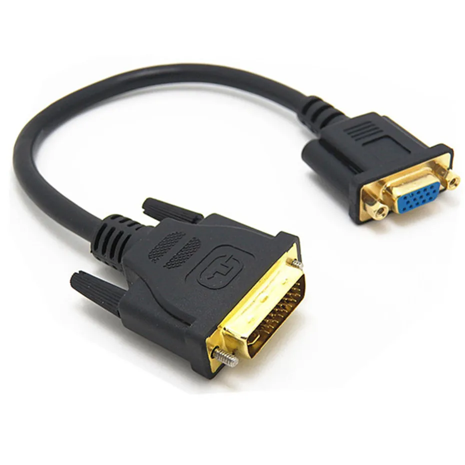 С DVI на VGA кабель DVI I 24+ 5 Male to VGA HD 15Pin Male/Female адаптер видео кабель Поддержка 1080P Full HD от ноутбука, ПК Хост