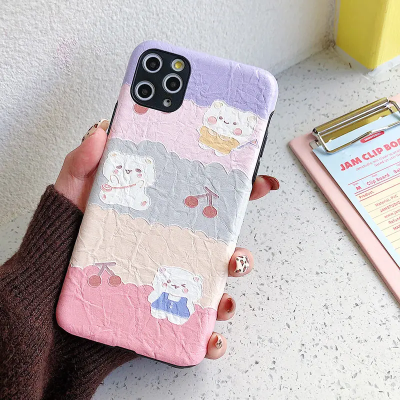 Складной текстурный чехол s для huawei P20 P30 Lite Mate20 30 Pro мягкий чехол с милым медведем кроликом для Honor 10 8X9X20 Pro V20 Nova 3 4 5 5i - Цвет: 1