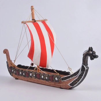 

2 Styles Viking Longship Dragon Boat Ornaments Vikings Ships Sailing Model Toy Carved Resin Craft Home Decorations Gifts