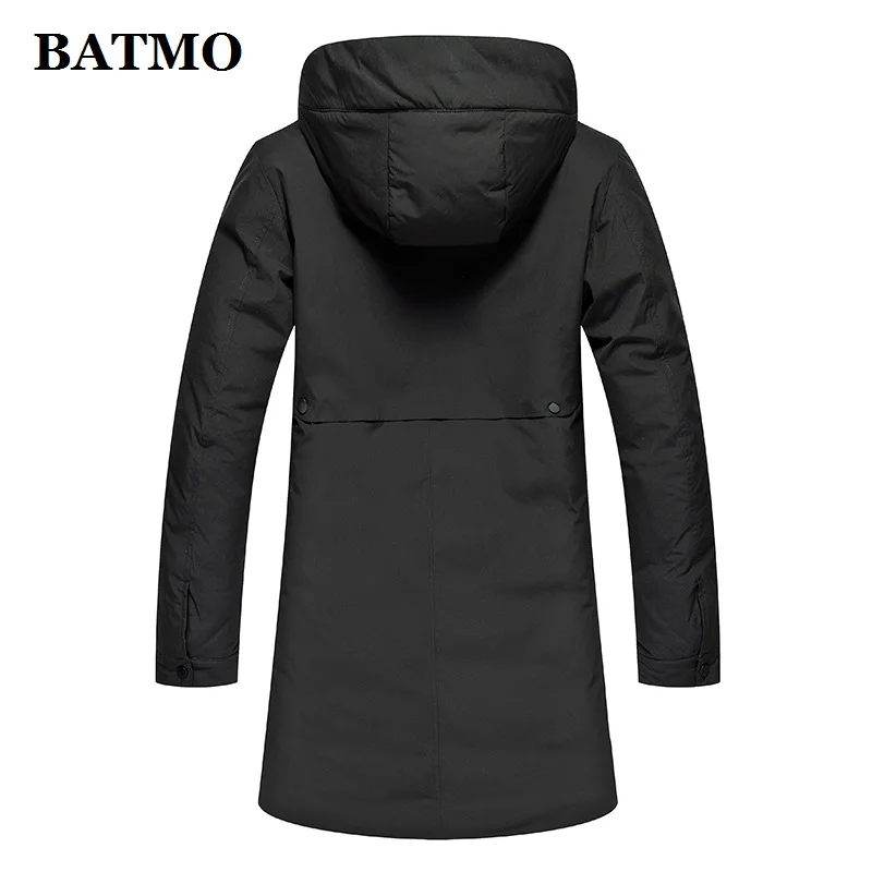 BATMO 90% белые куртки с капюшоном на утином пуху, мужские зимние пуховики, толстое теплое пальто, большие размеры 9001