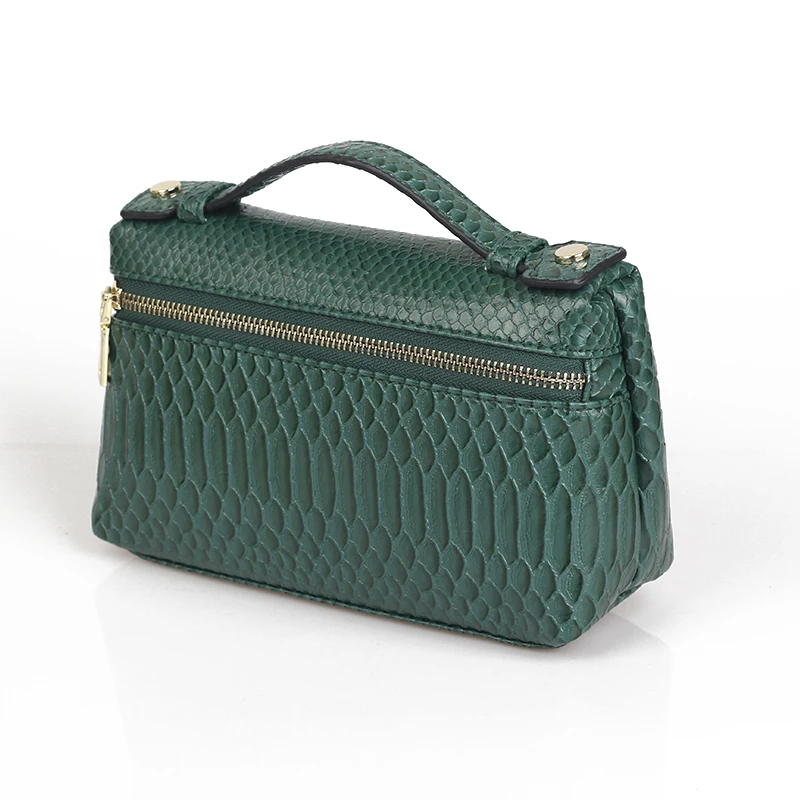 Новая дизайнерская сумка из натуральной змеиной кожи, переносная сумка, маленький клатч из натуральной кожи питона, Женская сумочка, кошелек - Цвет: Snake Green   (L)