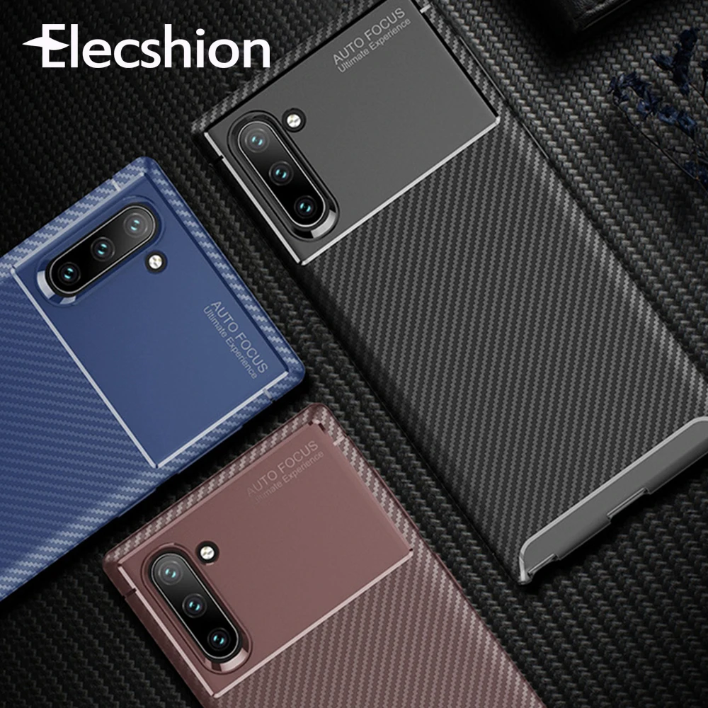 

Carbon Fiber Phone Case For Samsung Note 10 Pro Cell Phone Cover Shockproof Ultra Slim For Samsung Note 10 Plus Soft Black Case