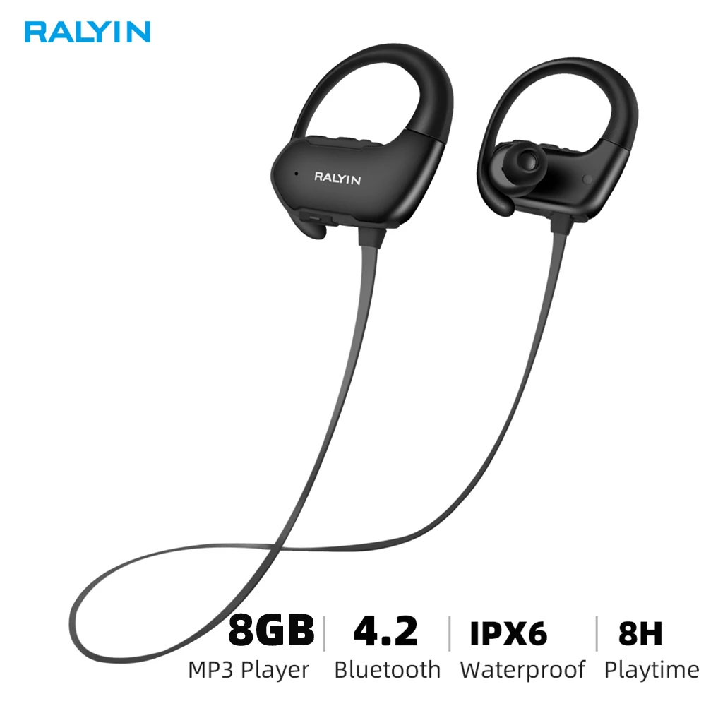 Наушники Ralyin 8 ГБ mp3 плеер bluetooth спортивные водонепроницаемые беспроводные