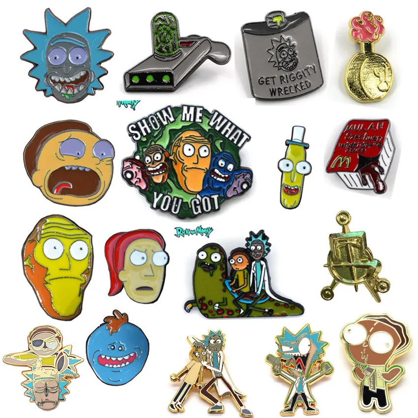 

18 Style Season 4 Rick And Morty Badge Pins Pickle Rick Morty Smith Brotheroch Pin Mr. Meeseeks Brooch Crate Exclusive Limited
