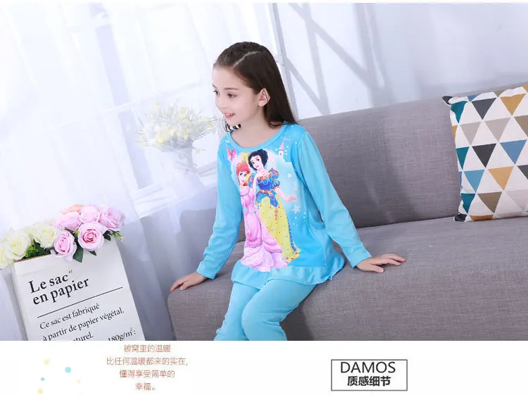 little kid suit Girls Pajamas Anna Elsa Clothing Sets Kids Long Sleeve Cartoon Home Clothes Girl Sleepwear Suit Children Clothing Girl Nightgown fat kid suit