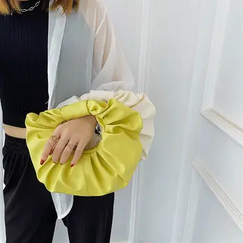 

2020Soft PU Leather Handbag for Women Fashion Crossbody Messenger Shoulder Bag Female Cloud Pattern Pleated Lady Solid Hobos Bag