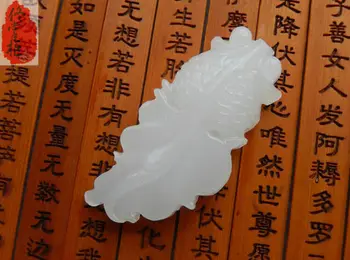 

LETSFUN Fine Jewelry Certified White Chinese Natural Hetian Nephrite Jade pendant Gold Fish Free Shipping