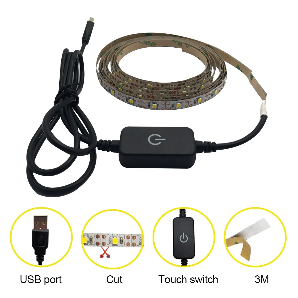 5V USB Мощность сенсорный Светодиодные ленты светильник один контроллер цвет