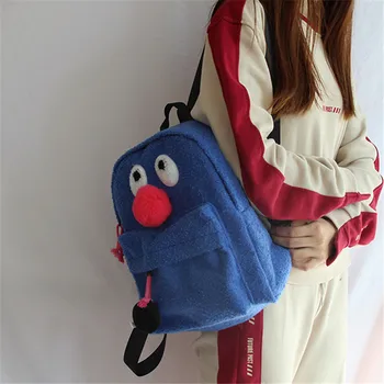 

Brand Design Net Red Ins Shoulder Bag Female Cute Girl Big Children Backpack Red Nose Clown Cartoon Plush Cute Bag Female