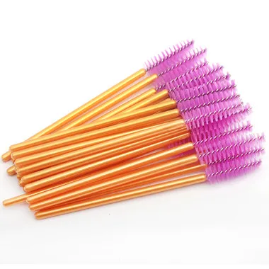 Gold-Purple 150 шт ресницы бровей кисти для накладных ресниц удлиняющие синтетические одноразовые щеточки для туши для ресниц Кисточки для макияжа - Handle Color: Gold-Purple