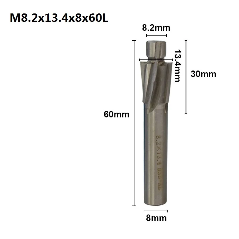 XCAN 1 шт. 4 Флейта HSS Цековка торцевой фрезы M3.2-M16.5 пилота долбежный инструмент фреза для дерева/металла сверления Зенковка - Длина режущей кромки: M8.2x13.4x8x60