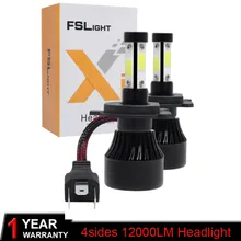 1 пара авто H8 H3 H11 H7 H4 H1 светодиодный фары 6500K холодный белый 100W 12000LM COB лампы Диоды для подавления переходных скачков напряжения автомобилей Запчасти лампа