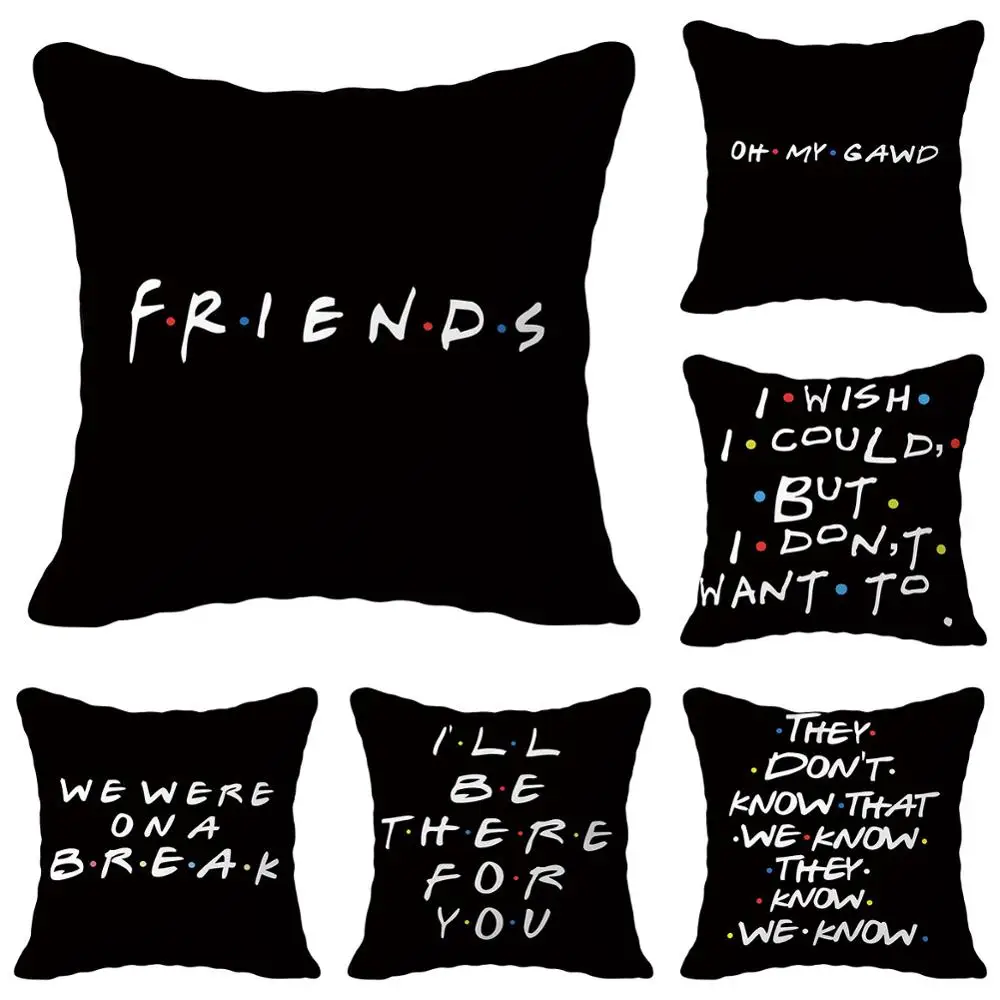 

Hot Sale art Popular TV Show Friends Simple Style Nice Throw Square Pillow Cover Creative Personalized Soft Unique Pillowcase