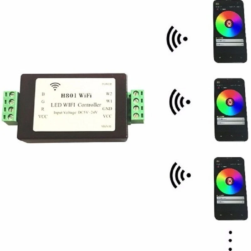 H801 RGBW светодиодный WIFI контроллер LED RGB DC5 24V Вход для 5050 2835 3528 SMD полосы светильник