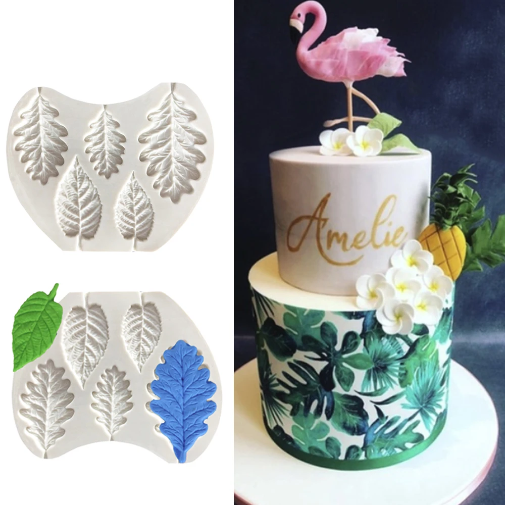 Baking Mould Cake Fondant Mould Kitchen Tool Party Product Brithday Decor Sugarcraft Bar Leaf Shape Silicone Gray Safe