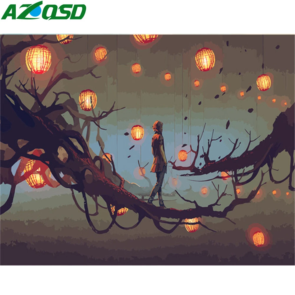 AZQSD полный набор краски по номерам DIY масляная краска для рукоделия ночное