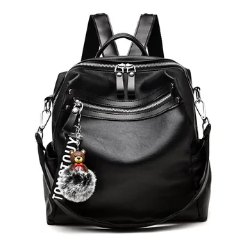 

Firenzuola Student Bag High Capacity PU New Fashion Women 2020 Solid Color Simple Wild Korean Casual Backpack #595