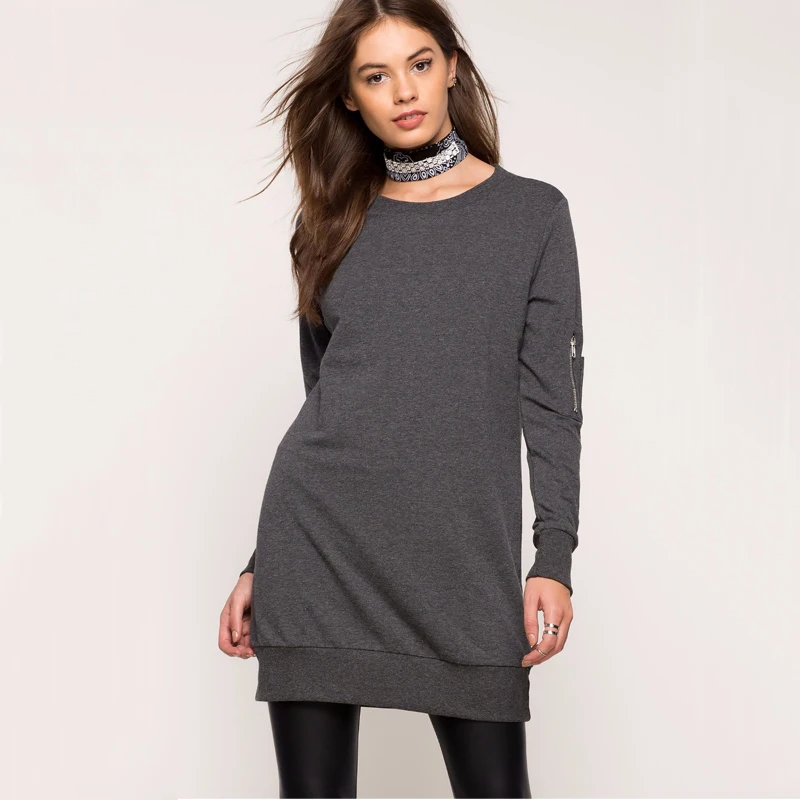 

2019 Winter Sweatshirt Women Zipper Long Sleeve Pullovers Tops O Neck Casual Tops Black Slim Long Sweatshirt Sudadera Mujer