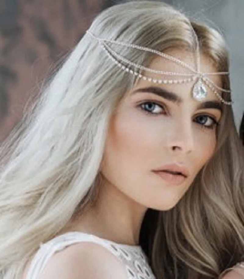Crystal forehead dance eyebrow pendant headdress crystal forehead chain water drop hair ornament head chain