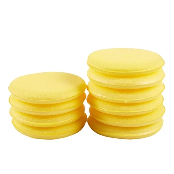 

10 Pcs Round Shaped 4 inch Dia Sponge Wax Applicator Pads Yellow
