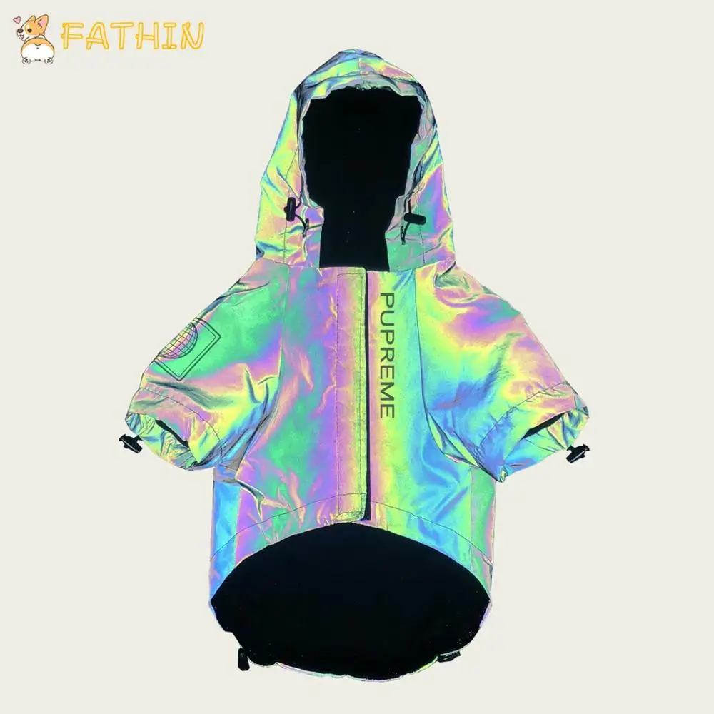 FATHIN светоотражающий мигающий светильник Одежда для собак Adidog Французский бульдог Pupreme рубашка ветровка для собак Толстовка с капюшоном Домашние животные одежда S-XXXL