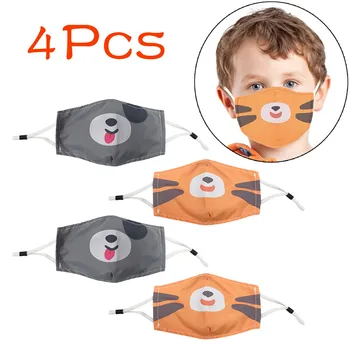 

4Pcs Children Cartoon Breathable Face Shield Windproof Reusable Face Shield Mouth Mask Washable Face Mask Cloth mondmaskers
