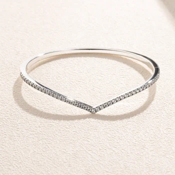 

High Quality Nature Stone Silver 925 Love Bracelet Open Bangle For Women Silver Jewelry pulseras de plata de ley 925 mujer