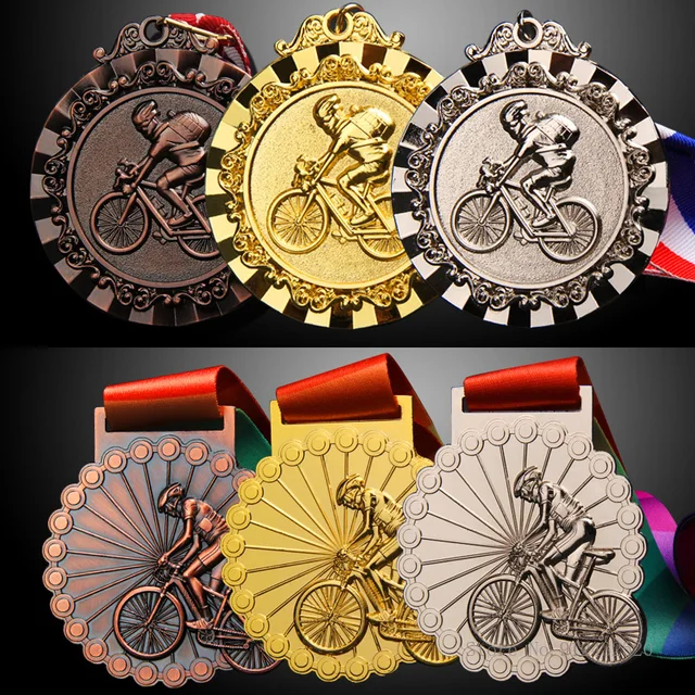 Testreszabott Általános Fémkerékpár -Érmei Lovaglás Út Road Race Mountain Bike Verseny Arany, Ezüst És Bronz Ajándéktárgyak