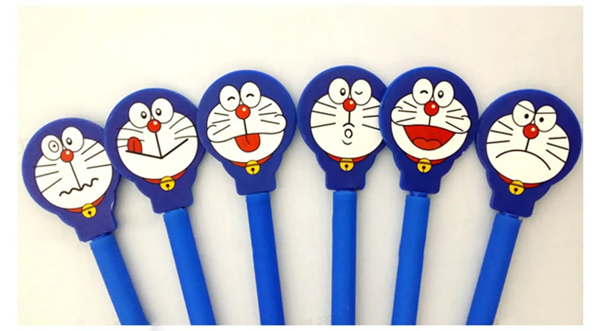 Doraemon Expression Gel Pen With Small Mirror, 0.5mm, Black Ink Maker Pen School Office Student Exam Writing Stationery Supply