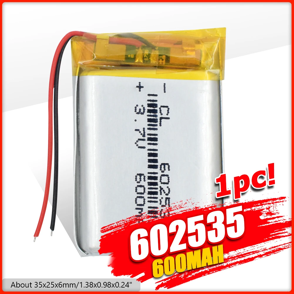 1/2/4 шт. литий полимерные батарейки 35x25x6 мм 602535 600 мАч|Перезаряжаемые батареи| |