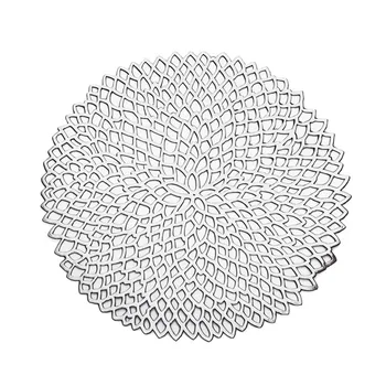 

Placemat For Dining Table Pvc Plastic Hollow Insulation Round Baroque Mediterranean Coaster Pads Table Bowl Mats Home Decor Silv