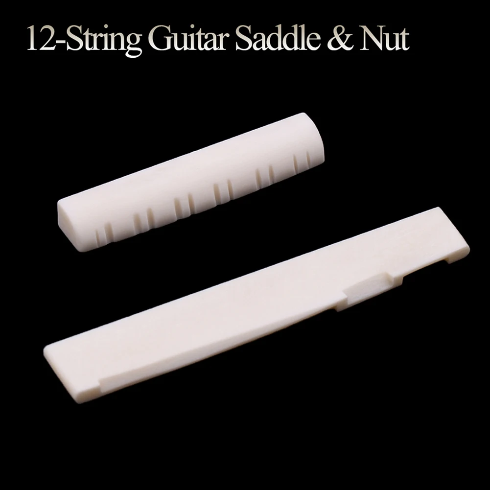 12 Strings Guitar Saddle Nut Acoustic Bone Bridge Saddle Nut Slotted for Guitar 49/76mm
