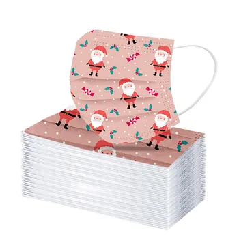 

50/100PC Christmas Disposable Mask 3 Ply Adult Filter Thicken Adult's Face Mouth Mask Earloop Fast Shipping Mascarillas masque