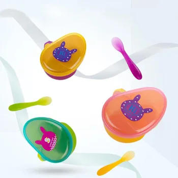 

2 Pcs/Set Infants Food Supplement Bowl Tableware Set Baby Plastic Feeding Dishes With Spoon Kids Portable Food Training Bowl New
