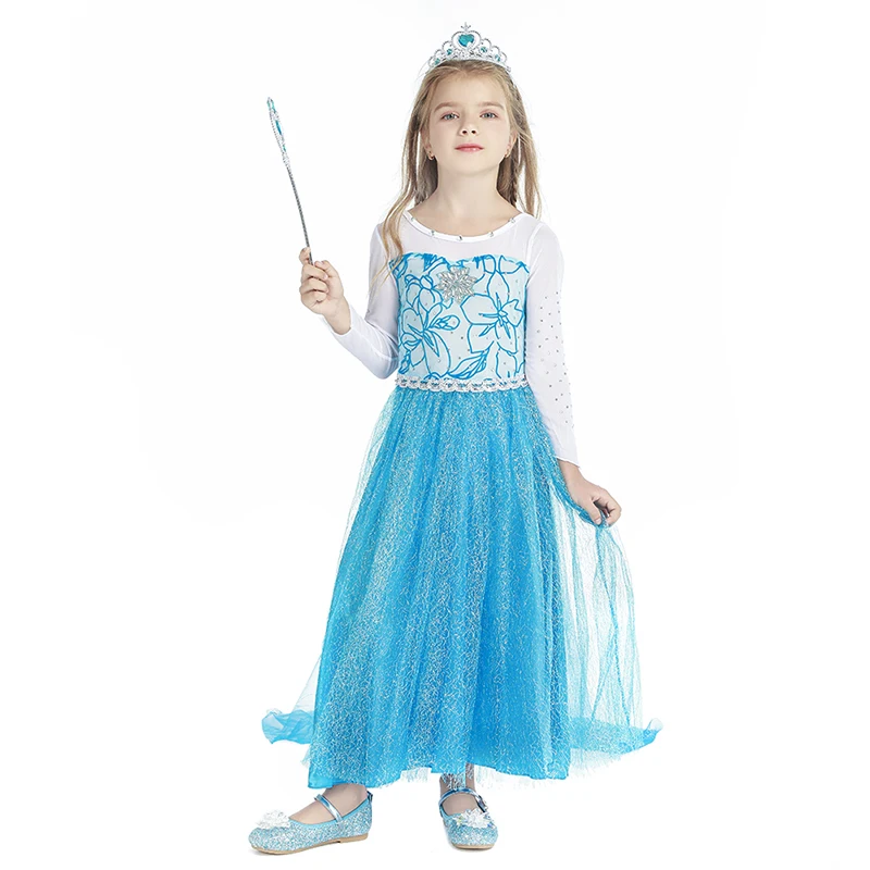 Girls Dress Princess Costume Kids Clothes Elsa Girls Dress Princess Dresses Elza Teenagers Dresses For Kids Children Clothing Anna Elsa Party Snow Queen Cosplay Costumes