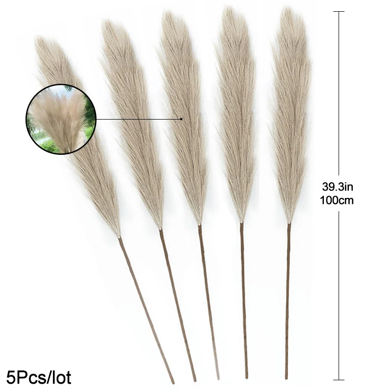 5Pcs 100/70cm Artificial Pampas Grass Bouquet New Year Holiday Wedding Party Home Decoration Plant Simulation Dried Flower Reed 5Pcs 100/70cm Artificial Pampas Grass Bouquet New Year Holiday Wedding Party Home Decoration Plant Simulation Dried Flower Reed