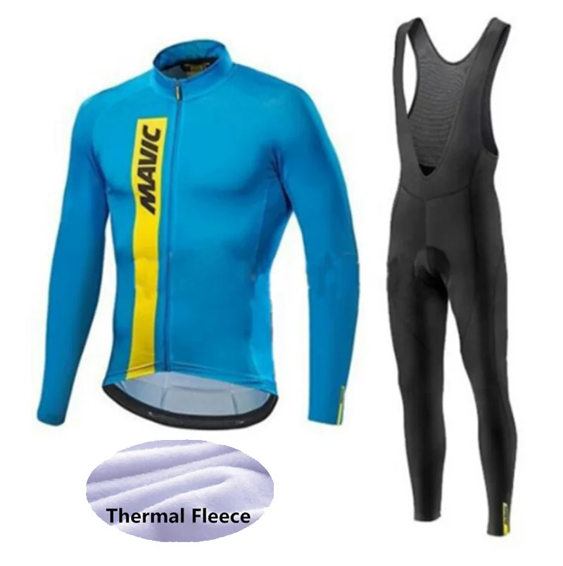 Mavic Pro team зимний комплект из Джерси с длинным рукавом для велоспорта, одежда для горного велосипеда, Теплая Флисовая одежда для велоспорта, Майо Ropa Ciclismo - Цвет: Jerseys and pants
