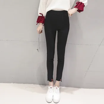

Autumn Black Thin Tights Pants Female Was Thin Nine Points Leggings Black Curling Autumn Winter Long Pants