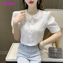 Aliexpress - LDYRWQY 2021 thin three-dimensional POLO collar Korean version of the new summer puff sleeve single-breasted shirt