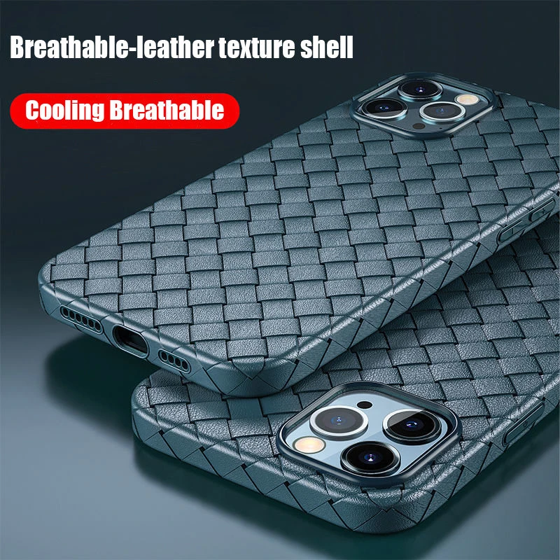 Breathable Silicone Phone Case For iPhone 12Pro Max 11 XR XS Max X 7 8 Plus 12Mini 11Pro Max 12 11 Soft Weave Pattern Back Cover iphone 8 wallet case