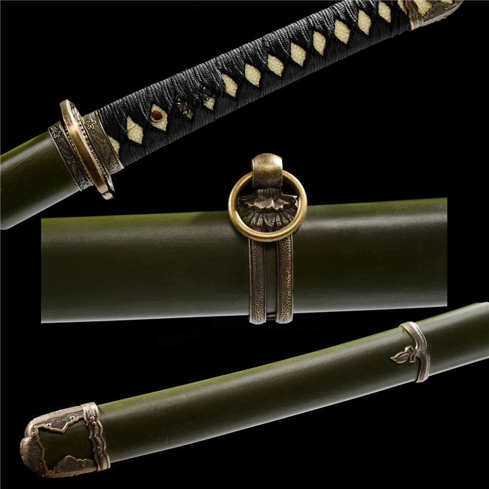 New patent handmade fluorescence real sharp japanese samurai katana sword high carbon steel tanto 98 gunto