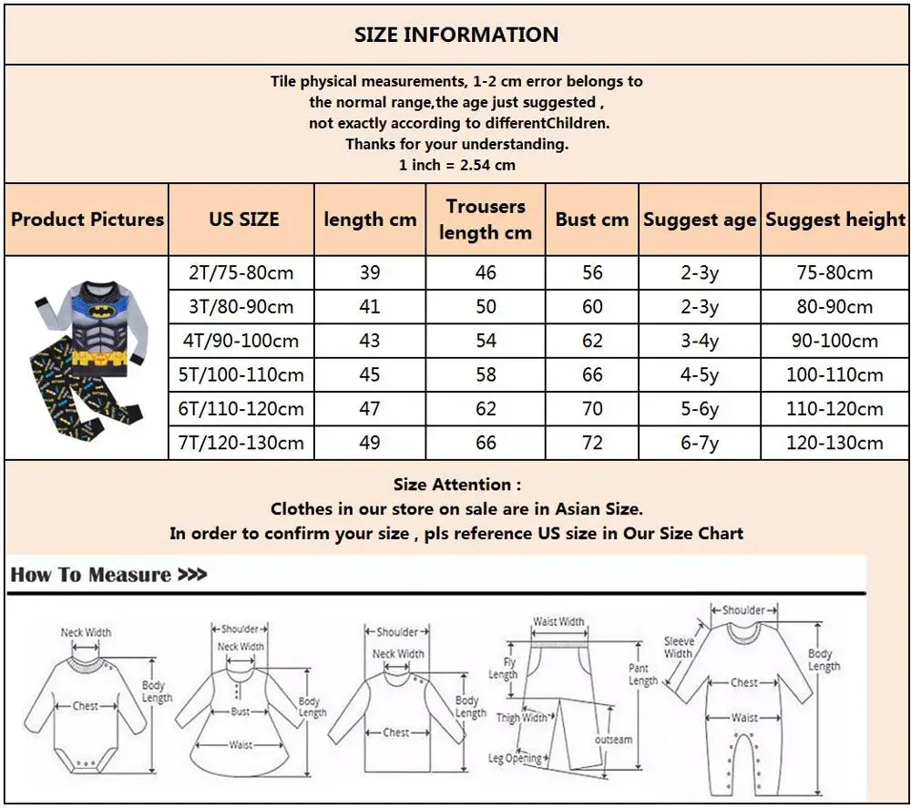 Pajamas Kids Batman Sleepwear Children Cartoon Clothing Set Baby Long Sleeve Pijamas Home Clothing for Boys T-shirt+Pants