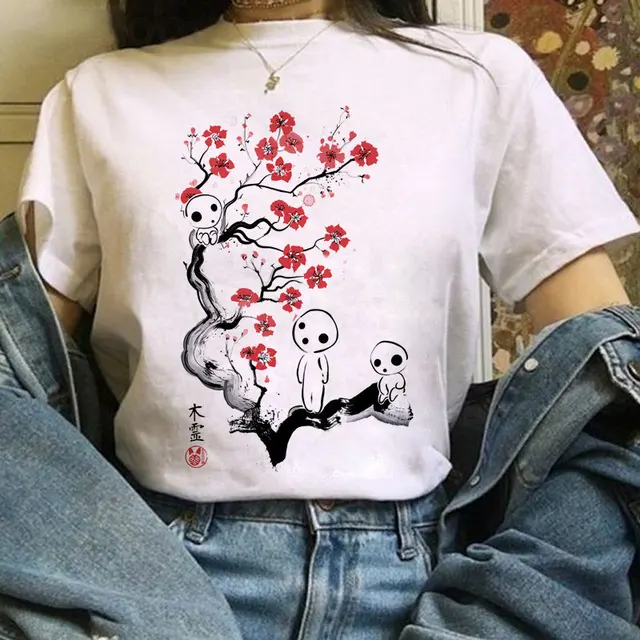 Totoro Studio Ghibli Harajuku Kawaii T Shirt Women Ullzang Miyazaki Hayao Tshirt Funny Cartoon T-shirt Cute Anime Top Tee Female 6624