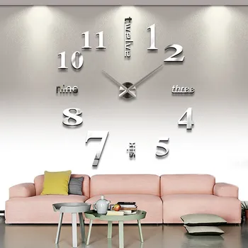 

3D DIY Large Wall Clock Modern Design Silent Wall Sticker Clock Acrylic Mirror Self Adhesive Wall Clocks Watch Home Decor